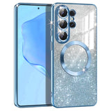 Galaxy S26 Ultra Case with MagSafe Compatible Clear Magnetic Glitter Gradient Sparkle Luxury Plated Soft TPU Bumper Full Camera Lens Protector for Samsung Galaxy S26 Ultra 5G Blue