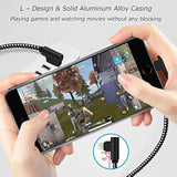 [3-Pack] Right Angle Iphone Charging Cable Nylon Braided 90 Degree Elbow Design Compatible With Iphone Xs Max/Xs/Xr/X, 8 7 6S 6 Plus, Se, 5S, 5C, 5, Ipad Mini/Air/Pro (Black White, 10Ft)
