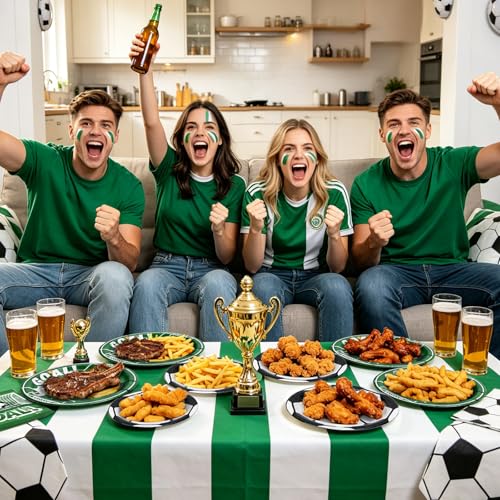 2026 World Soccer Party Decorations, 96 Pcs Soccer Plates and Napkins Party Supplies, Disposable Tableware for Sports Themed Birthday Party Serves 24