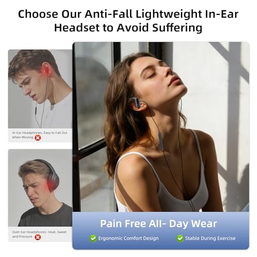 Wired Headphone 3.5mm Over Ear Buds for Chormebook Laptop PC,HD Mic HiFi Stereo in-Ear Noise Isolation Wired Earbuds,3.5mm Jack Earphone with Ear