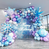 Frozen Winter Balloon Arch Kit – 164Pcs Blue, Purple & Snowflake Balloons for Parties