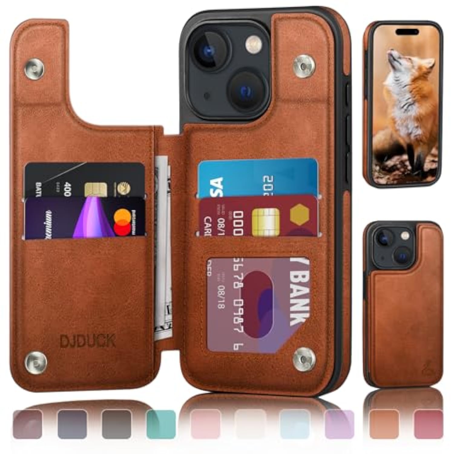 Designed For Iphone 15 Plus Case Wallet With Card Holder, [Magnetic Clasp Cover] [Rfid Blocking Leather Protection] Shockproof Women Men Cases 6.7 Inch For Apple 15 Plus Light Brown