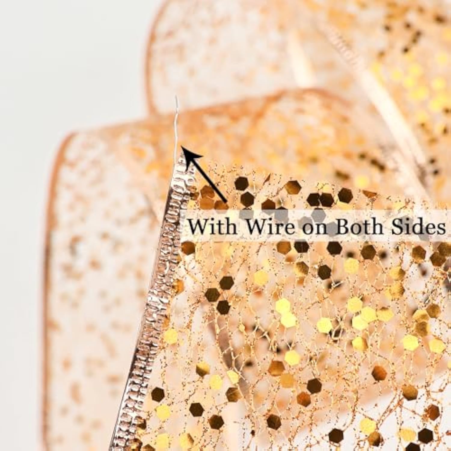 Glitter Wire Mesh Ribbon With Sparkle - Wired 2.5 Inch Burnt Orange Ribbon For Christmas Tree Decoration, Wreath Bow Making (25 Yards)