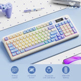 AULA S99 Pro Gaming Keyboard, Cute Creamy Keyboard with Number Pad Smart Screen, Tri-Mode Bluetooth/2.4G/USB-C Computer Keyboards, Media Knob Custom RGB Backlit Feel for MAC Xbox PC Gamer - Purple