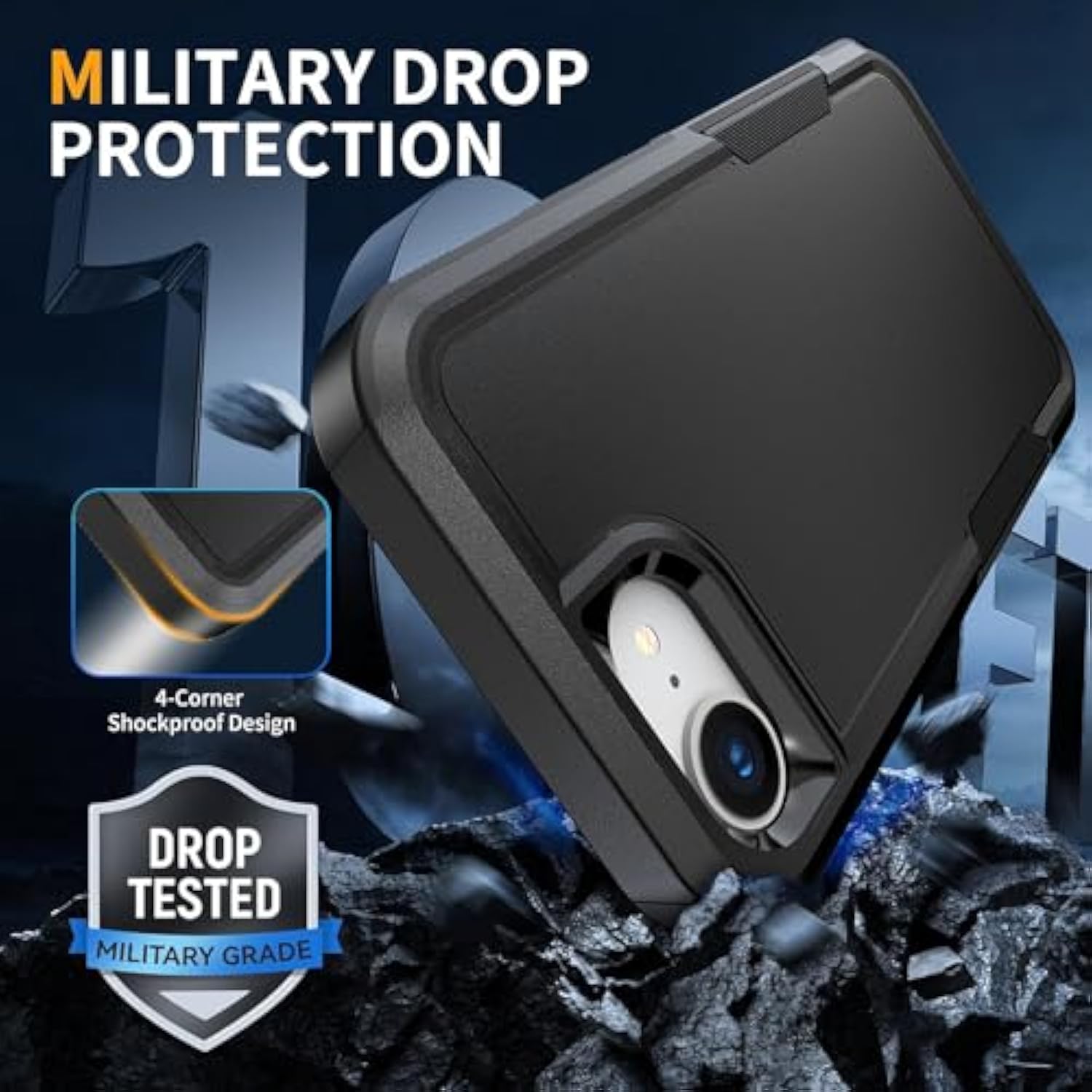 For Iphone 16E Case With Hd Screen Protector, 10 Ft Military Grade Drop Protection, Anti-Slip Phone Case, Black