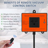 Automatic Remote Vacuum Switch, 220V Wireless Remote Control Dust Collector Starter Outlet Switch (Battery Included)