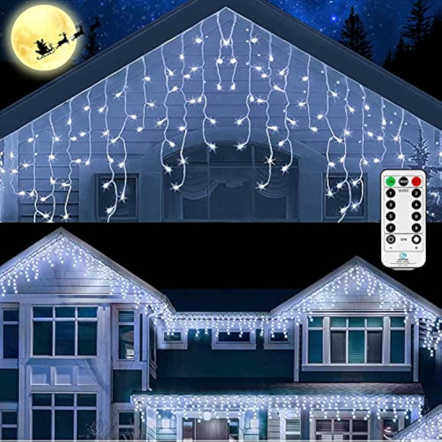 9.8Ft Icicle Lights Outdoor Halloween Lights Battery Powered, Christmas Curtain String Lights,Hanging Window Wall Ice Li