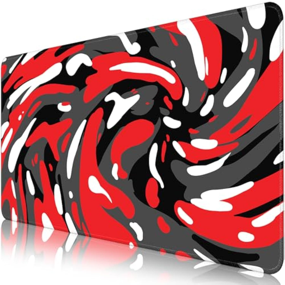 Fluid Pattern Desk Mat Marbled Design Desk Pad,Gaming Mouse Pad With Seamed Edges,Waterproof Large Mouse Pad,Non-Slip Rubber Base Xl Gaming Mousepad,31.5X11.8 In Computer Mat Keyboard Pad Red-Black
