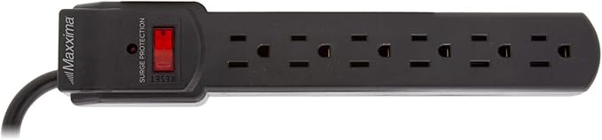 4 Pack 6 Outlet Surge Protector Power Strip 300 Joules with On Off Switch Black