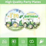 Tractor 2Nd Birthday Decorations Supplies, 96Pcs Tractor Party Plates Napkins And Forks Set, Disposable Farm Two Years Old Birthday Tableware For Boys Serves 24