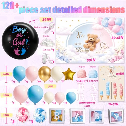 Gender Reveal Decorations Kit for Boy or Girl, Teddy Bear Theme