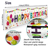 Large Colorful Happy Birthday Banner 118"x19.7" with Grommets – Indoor/Outdoor Party Decor