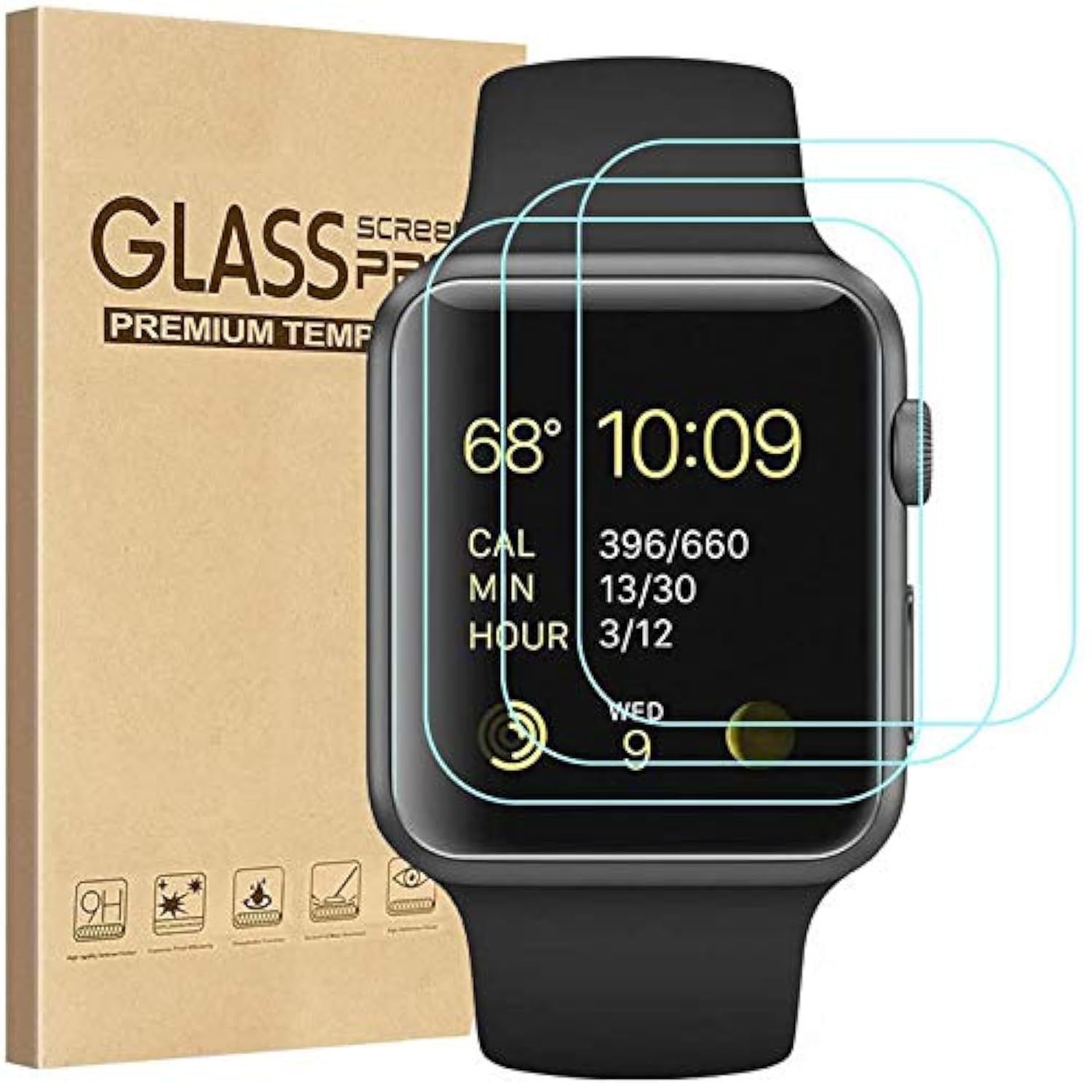 Tourist [3 Pack] Compatible For Apple Watch Tempered Glass Screen Protector 42Mm Series 3/2 / 1, 9H Hardness, Anti-Fingerprint, Anti-Bubble Easy Installation [Only Covers The Flat Area (3 Pack)