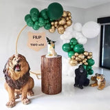 Dark Green And White Balloon Garland Kit 156 Pcs - Green Metallic Gold Balloons 18/12/10/5 Inch For Wild One Birthday Christmas Day New Year'S Day Wedding Baby Shower Party Decorations Balloon Arch