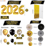 New Year’s Eve 2026 Party Supplies Huge Set 112 Black Gold Balloon Arch Kit