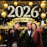 Xtralarge Happy New Year 2026 Banner 72x44In Party Backdrop Decor