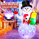 5Ft Christmas Inflatables Snowman With Rotating Lights, Blow Up Snowman Outdoor Decoration Led Lighted Snow Man Christma