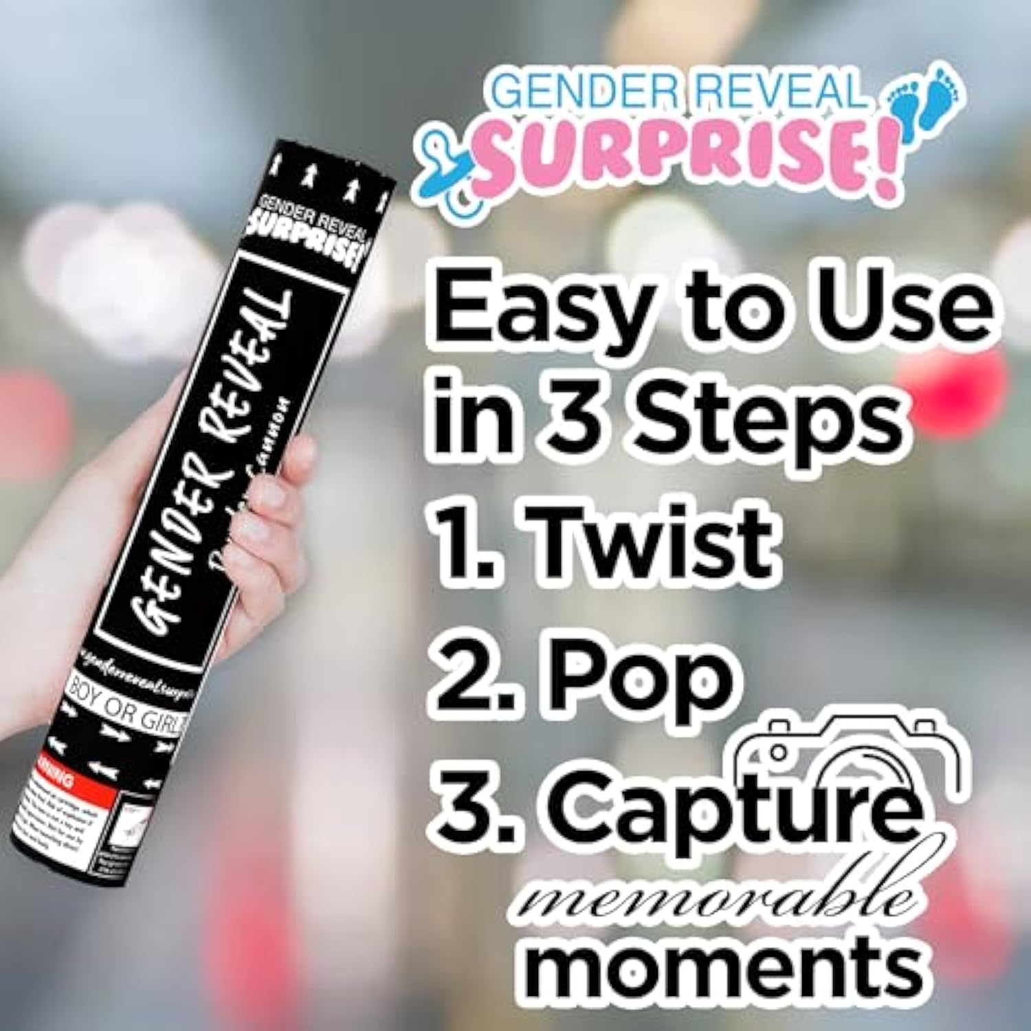 Gender Reveal Surprise - Green Gender Reveal Powder Cannon - Easy To Use Green Powder Cannon For Baby Gender Reveal Parties, Baby Showers & More - Colorful Powder Popper - 12 Inch - 2 Pack