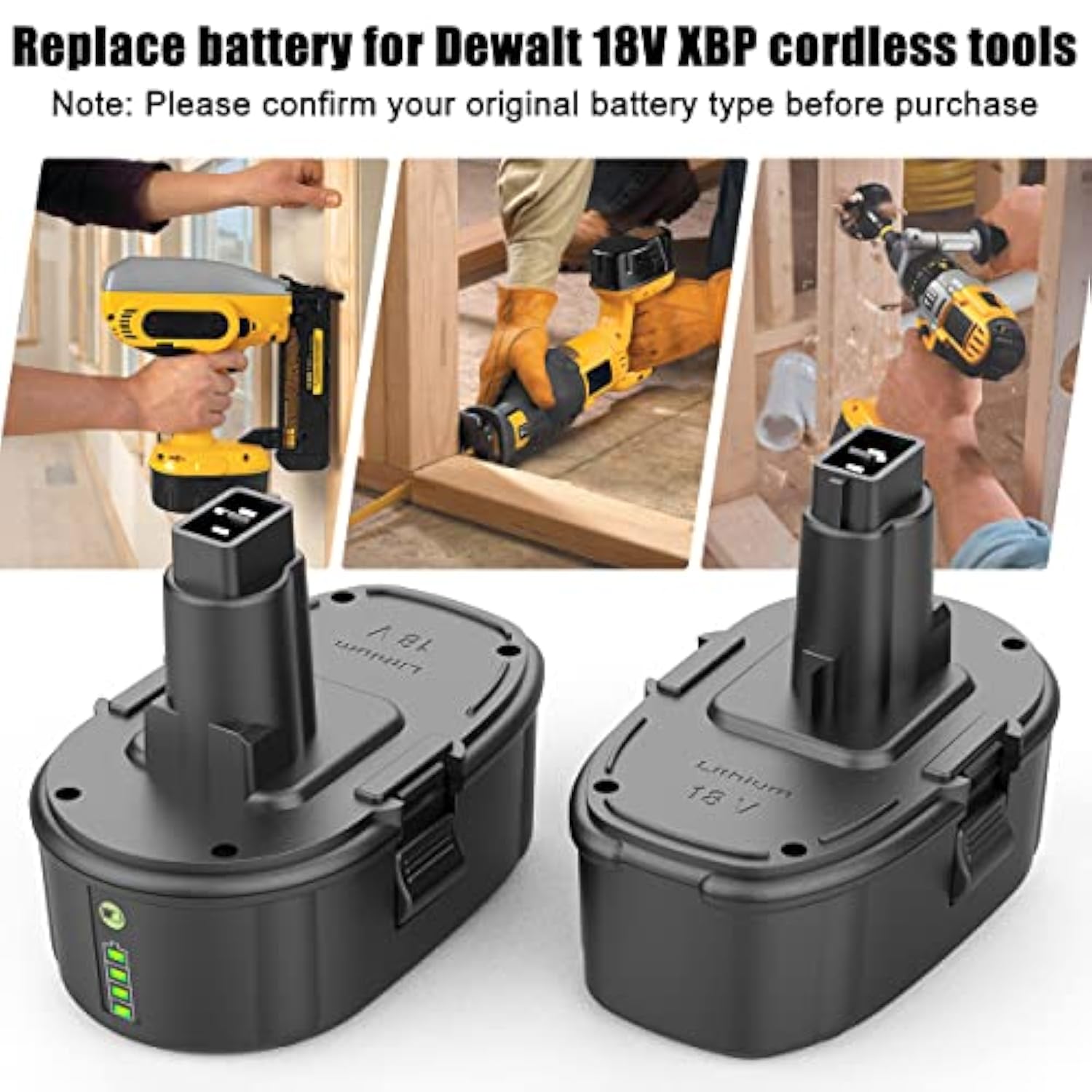 2Pack 18V Lithium-Ion Replace Battery For Dewalt, 18 Volt 6.5Ah Xrp Dc9096 Batteries Compatible With Dc9098 Dc9099 Dw9095 Dw9096 Dw9098
