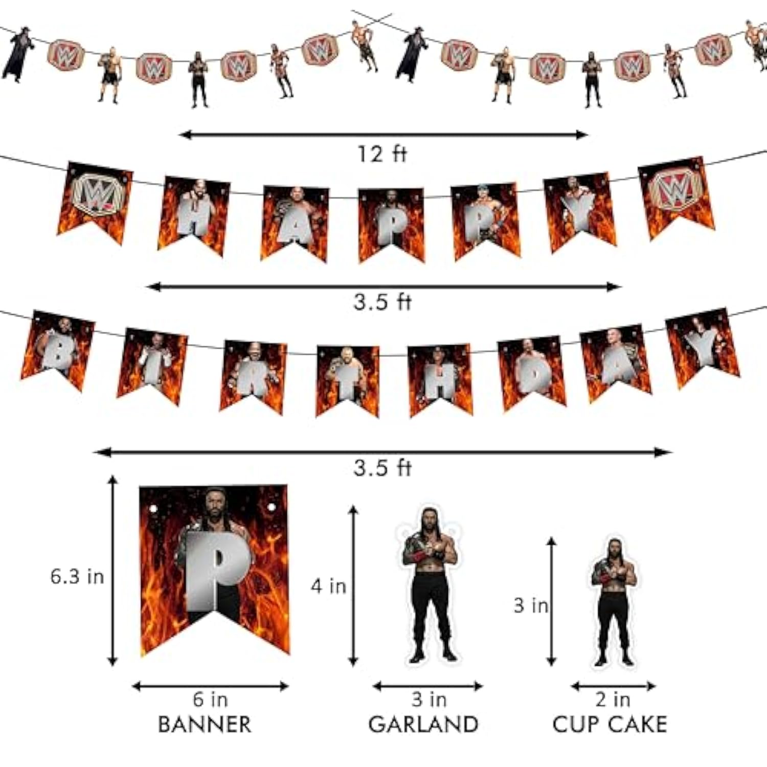Wrestling Theme Birthday Party Supplies Wrestler Cake Toppers, Banners & Decor Set