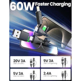 Coiled Usb-C And Lightning Cable 2-In-1, 3Ft Iphone 15 16 Car Charger Cord, 60W Fast Charging Cable For Iphone 16, Samsung Galaxy Supports Apple Carplay & Android Auto (Black)