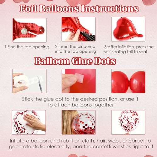 Red Valentines Day Decorations Set, Romantic Anniversary Decorations