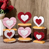 6 Pcs Valentine'S Day Decor Wooden Heart Shaped Table Signs Farmhouse Wood Heart Table Decorations Sign Standing Wooden Tiered Tray Decoration For Valentine Day Ornaments(Classic)