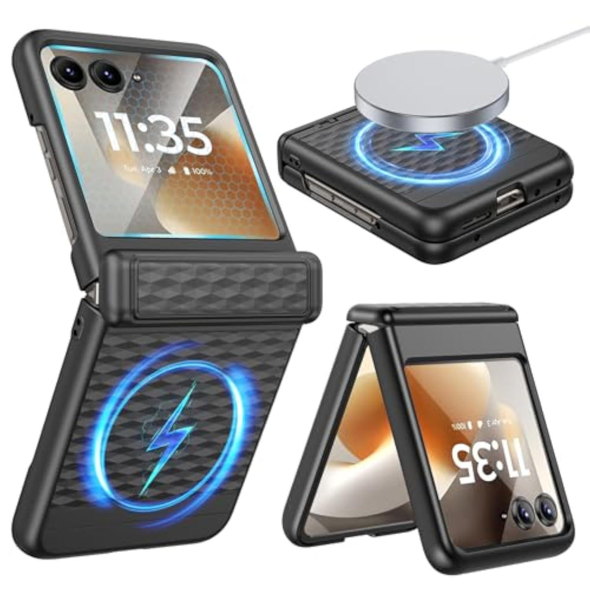 Motorola Razr 2026/2025/2024 Phone Case with Screen Protector, Black Cube Design