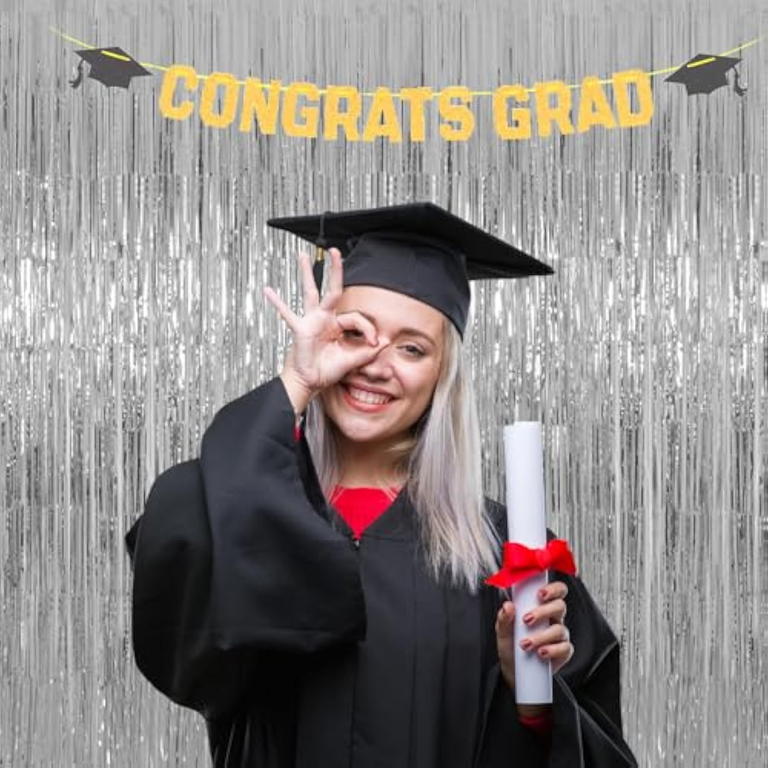 Silver Tinsel Fringe Backdrop Curtains For Parties, 3.2 X 8 Ft Foil Streamer Disco Party Decorations Photo Booth For Birthday, Engagement, New Year Eve, Pack Of 2