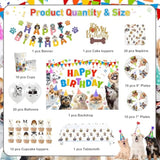 102 Pcs Dog Themed Birthday Kit Paw Print Balloons, Plates, Banner & More for 20 Guests
