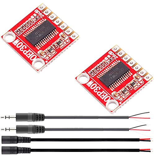 2 pcs OEP30W Mono Digital Power Amplifier Module DC 8-24V 36dB D Class Power Amplifier Board eplace TDA8932 with Single Head 3.5mm Audio Cable