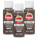 Apple Barrel Acrylic Paint, Burnt Umber, 2 oz Bottles, Set of 3, 20512EA