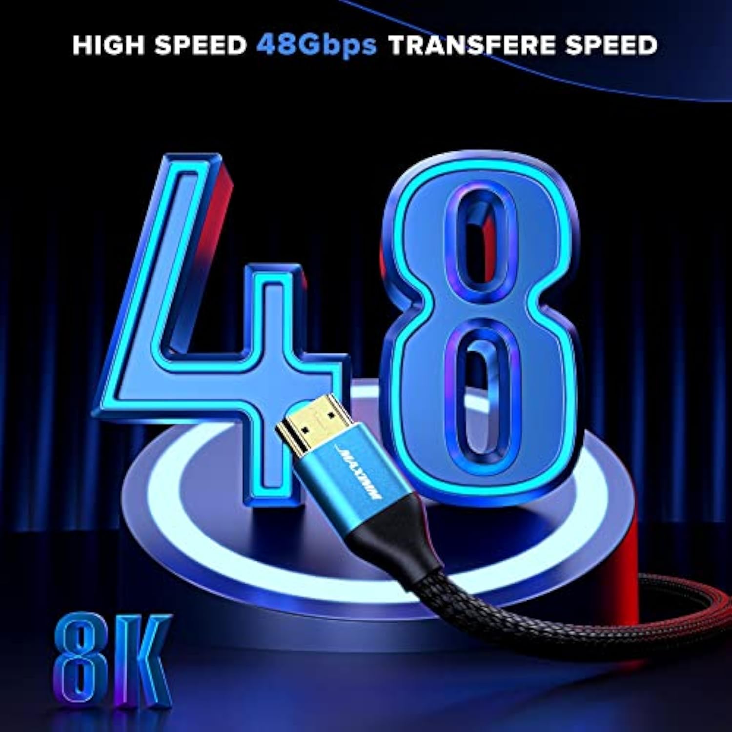 Maximm 8k Hdmi Cable 8ft,HDMI 2.1 Cable, Hdmi Cord Long Hdmi Cable 8 ft, Ultra