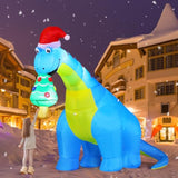 10Ft Christmas Inflatables Outdoor Decorations, Blow Up Dinosaur Eat Christmas Tree Shake Dinosaur With Built-In Leds Fo