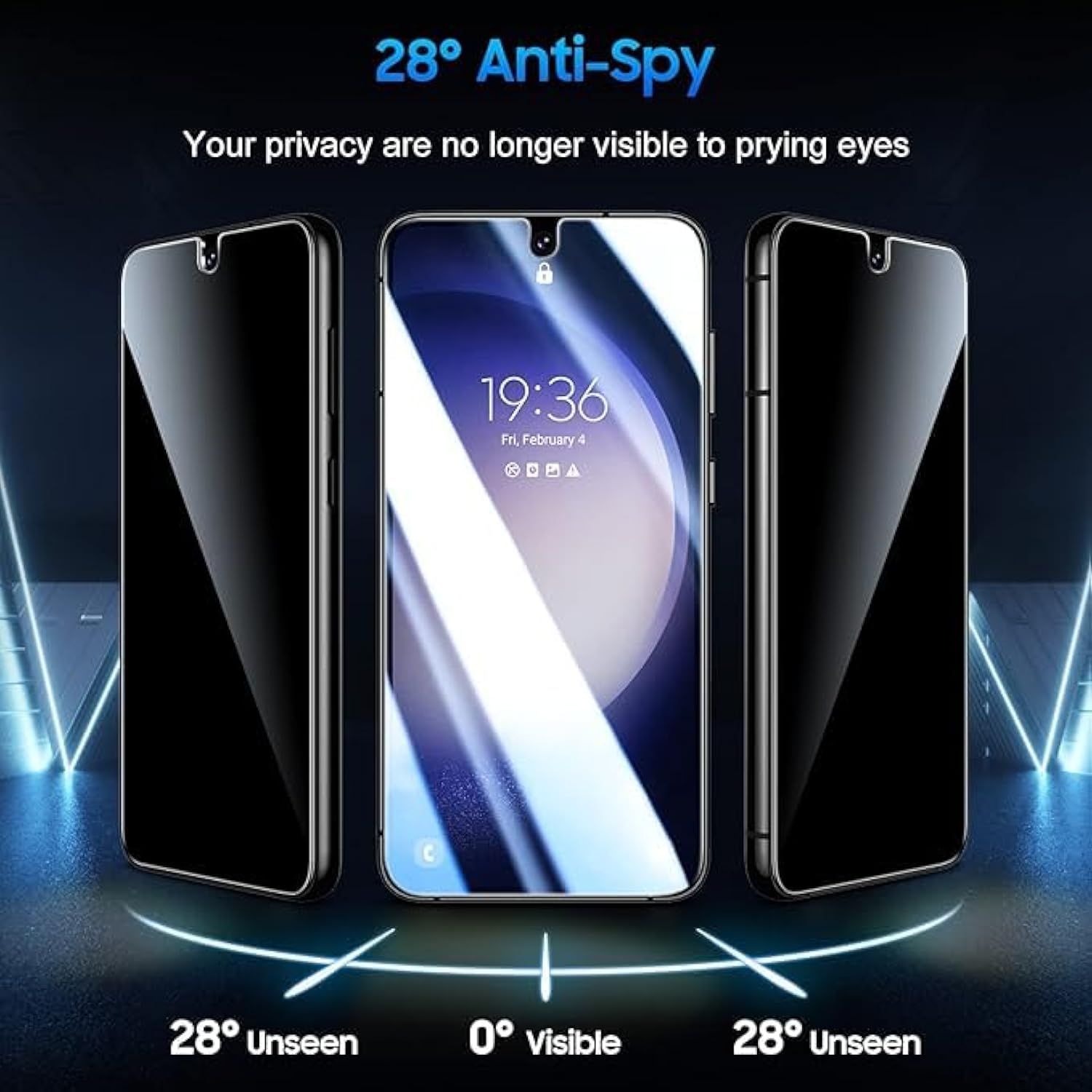 3+2 Pack Privacy Screen Protector And Camera Lens Protection For Google Pixel 9 Pro, Anti-Spy 9H Hardness Support Fingerprint Unlock Tempered Glass Screen Protector For Google Pixel 9 Pro