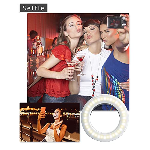 Selfie Ring Light Rechargeable Portable Clip-on Selfie Fill Light with 40 LED for Smart Phone Photography, Camera Video, Girl
