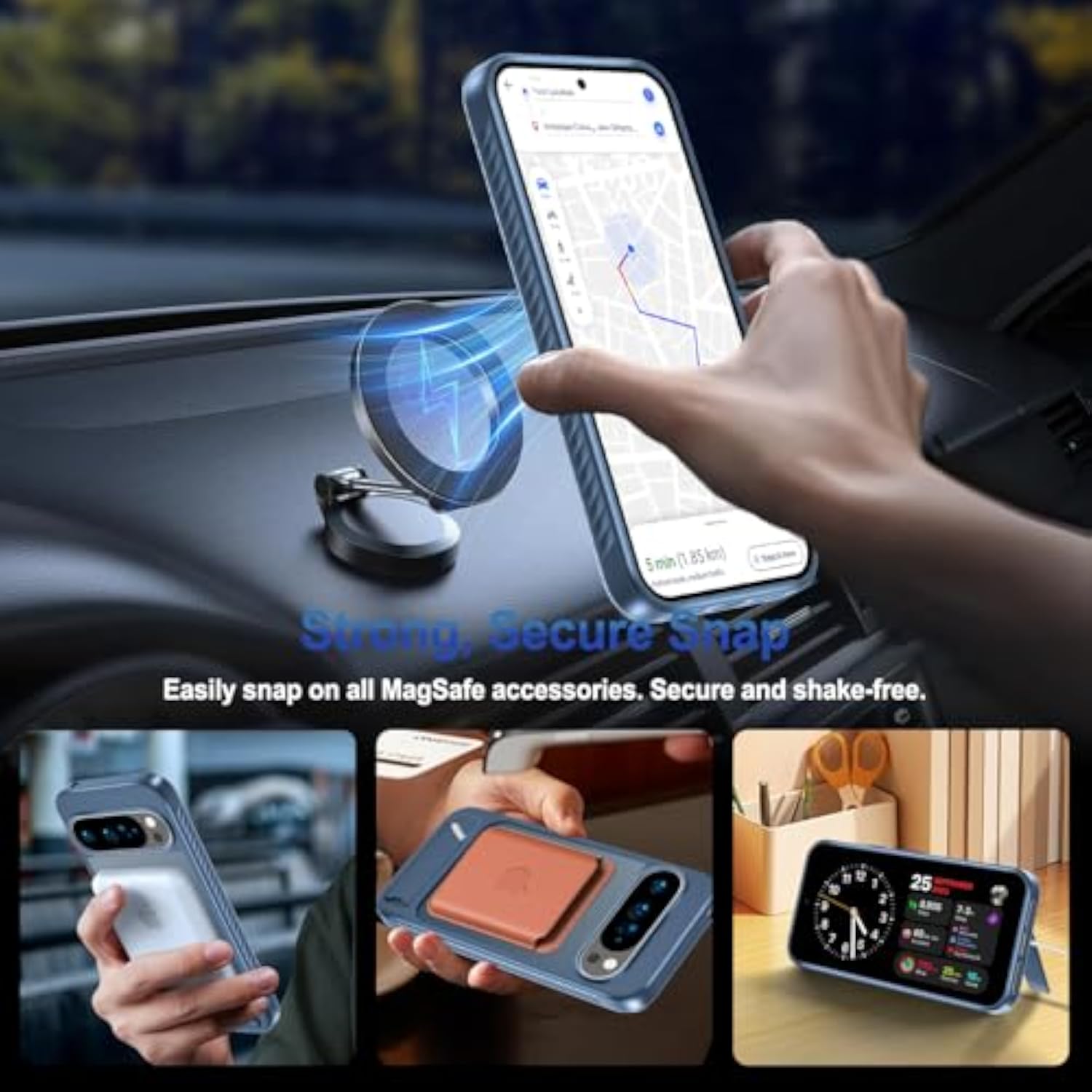 Navy Blue Google Pixel 10 Pro XL Case with Built-in Screen Protector