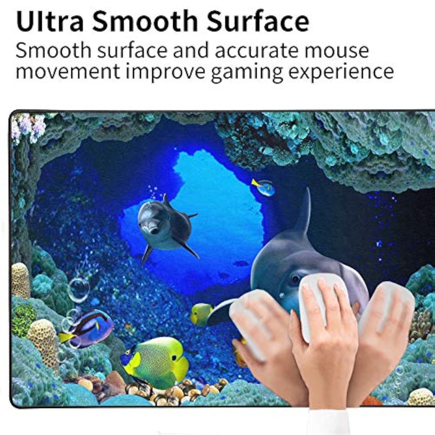 Extended Gaming Mouse Pads And Coasters, Desk Mats With Waterproof Stitched Edges, Easy To Fold And Store Keyboard Mats For Work And Desktops -Dolphin Sea World