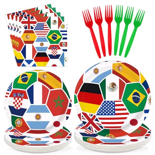 96 Pcs International World Flags Party Decorations, Serves 24