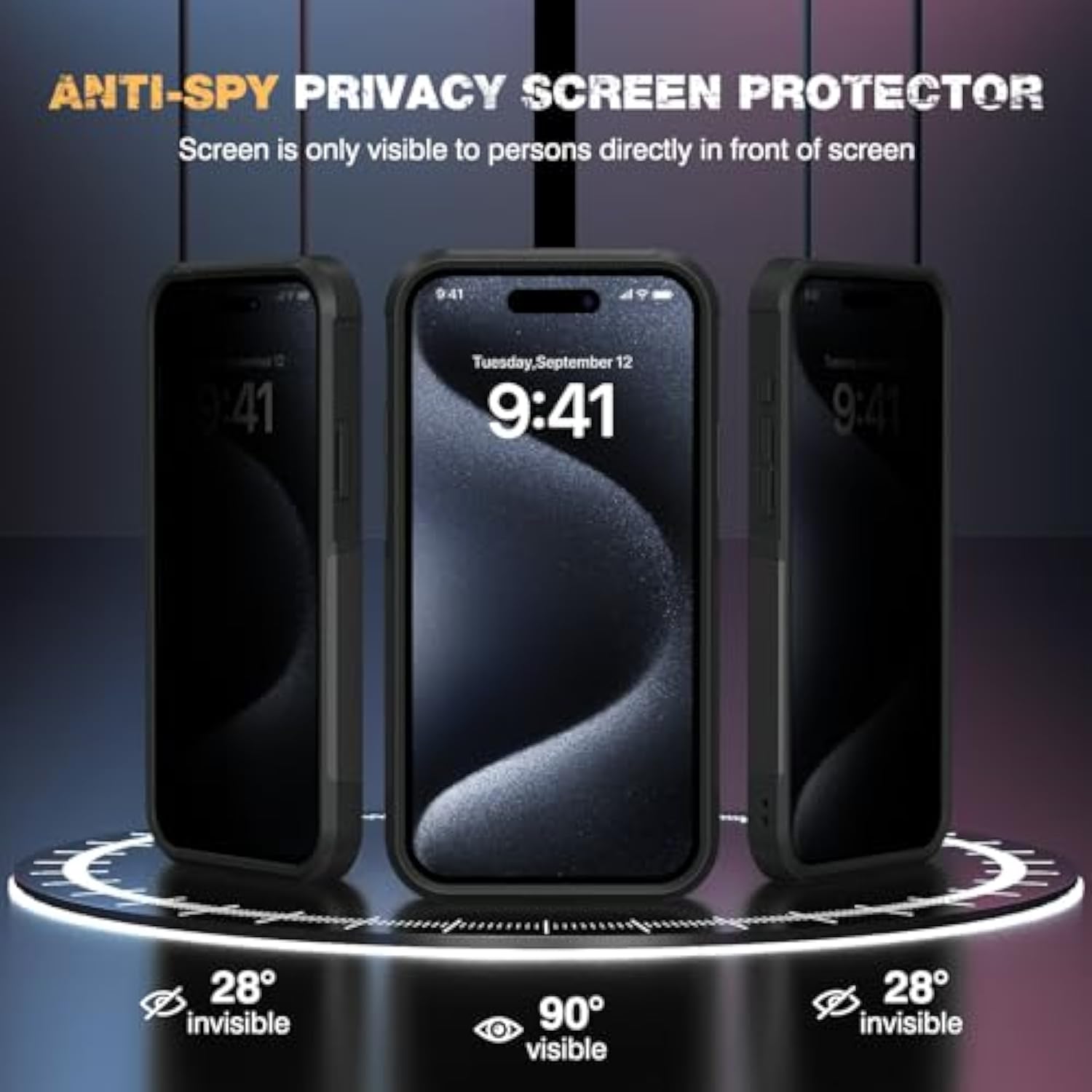 iPhone 15 Pro Max Heavy Duty Case with Privacy Screen Black