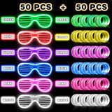 100pcs Light Up Glasses & LED Bracelets 6 Colors 3 Modes Glow Party Favors