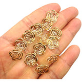 50Pc Gold Rose Flower Pattern Clothes Transparent Resin Buttons Sewing