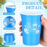 48 Pcs Hawaiian Luau Party Plastic Cups 16 Oz Summer Beach Tropical Plastic Disposable Cup Hot Cold Drink Wine Coffee For Birthday Tiki Bar Party Favors Supplies