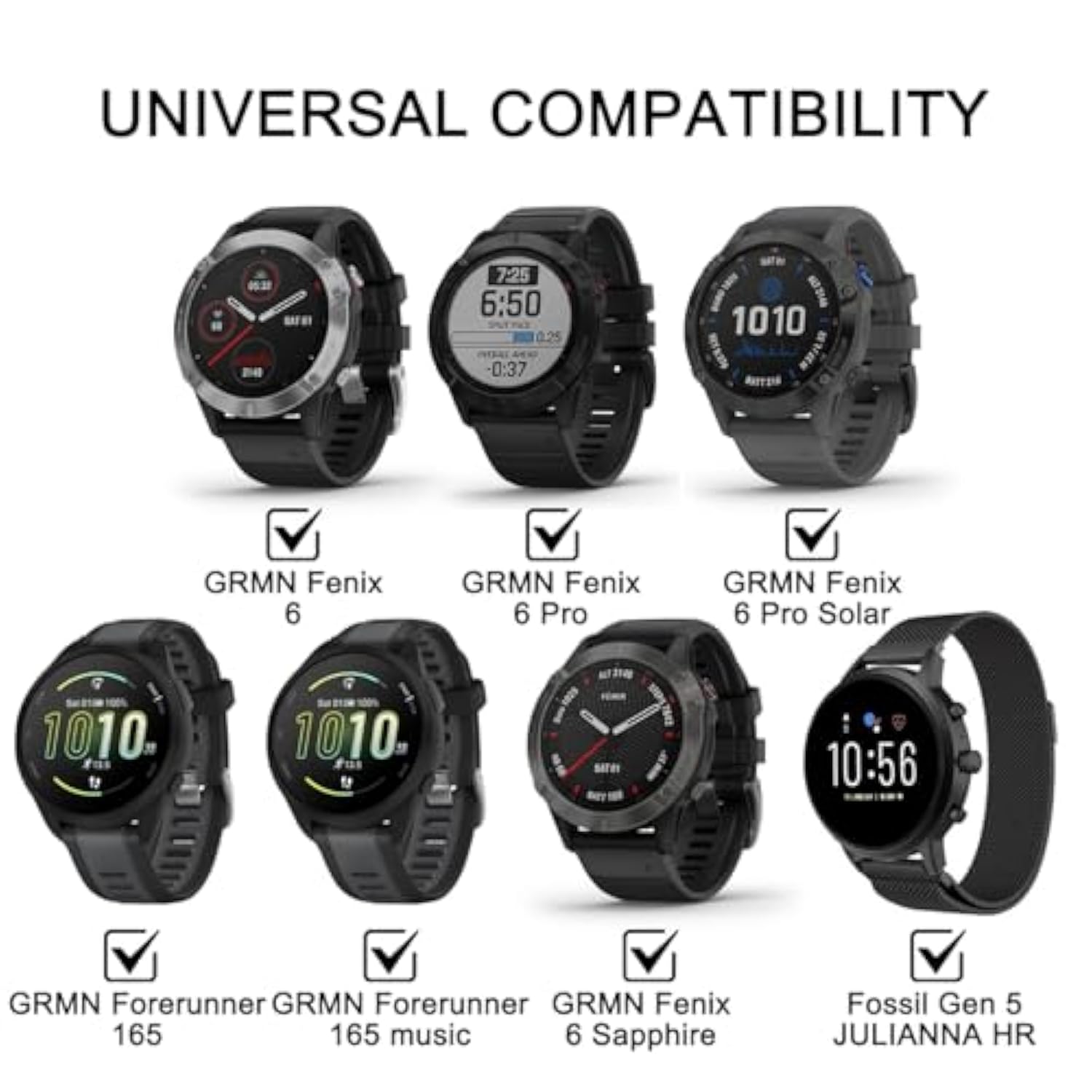 (3 Pack) Screen Protector Compatible For Garmin Forerunner 165/165 Music/Fenix 6/6 Sapphire/6 Pro/6 Pro Solar/Fossil Gen 5 Julianna Hr Tempered Glass 9H Hd Anti-Scratch Bubble-Free