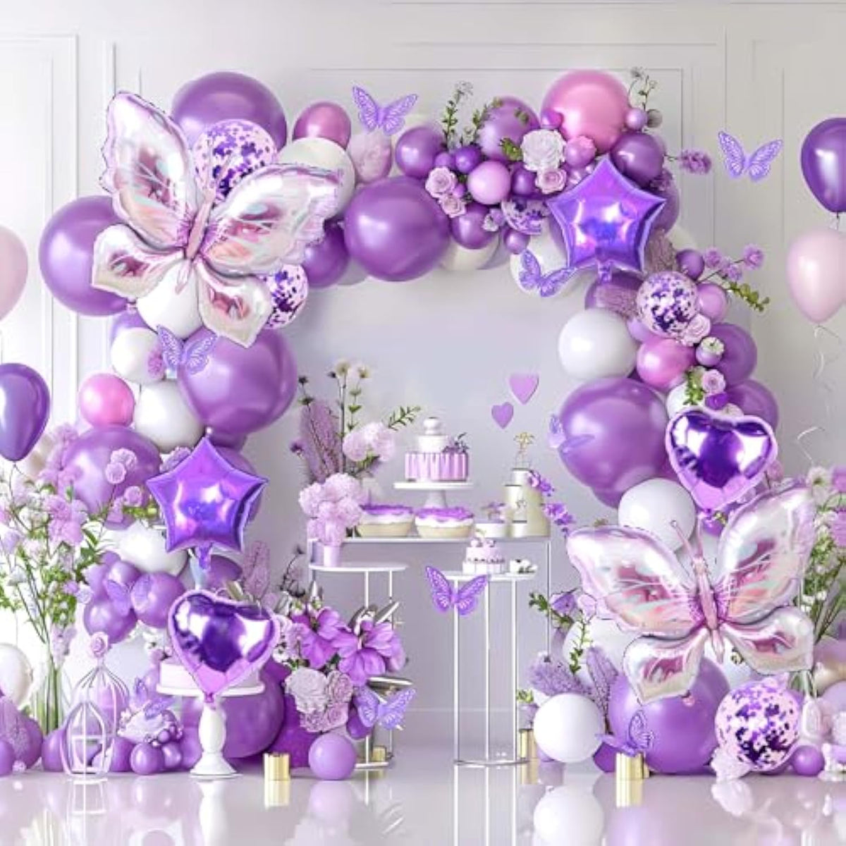 167Pc Purple Butterfly Balloon Arch Kit - Lavender Baby Shower & Party Decor