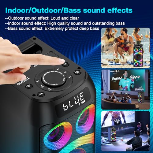 Bluetooth Speaker, 160W Peak Powerful Loud Stereo Sound Deep Bass Wireless Boombox Portable Large Speakers with Subwoofer TWS Pairing Dynamic LED