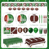 Football Birthday Party Decorations Includes Plates, Napkins, Cups, Banner, Balloons, Touchdown Tablecloth For Football Birthday & Tailgate Party Decorations, Serve 24