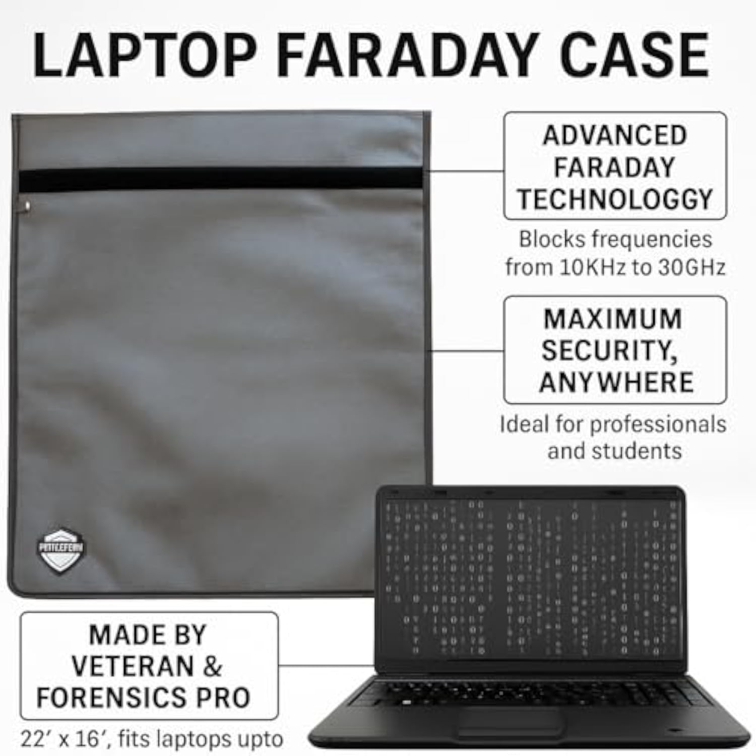 Executive Data Protection Laptop Faraday Case, 22 X 15 Inches, Enhanced X2 Shielding (Laptop/Tablet) (Gunmetal Gray)