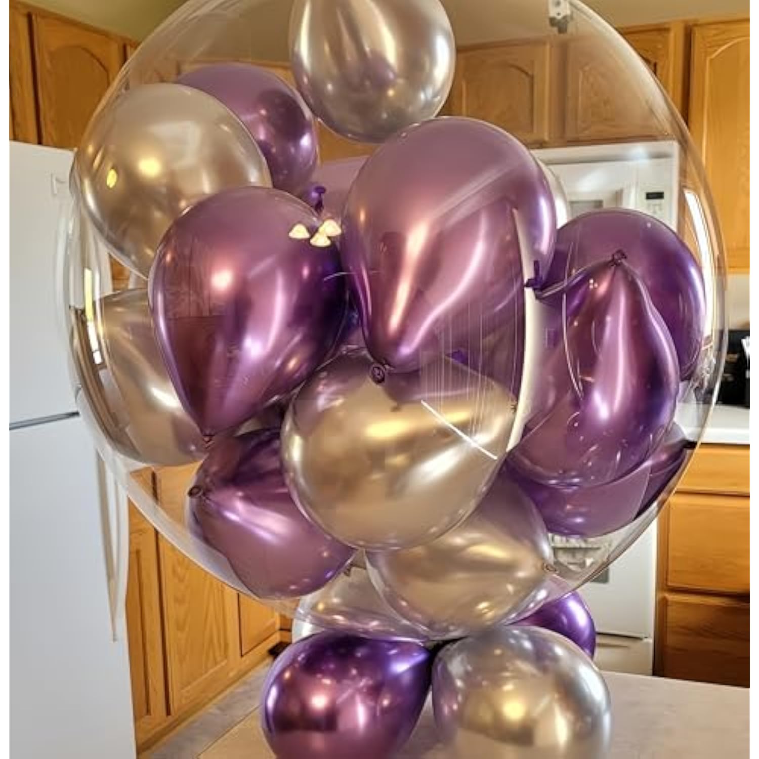 100Pcs 5Inch Tiny Purple Silver Chrome Metallic Latex Balloons For Bir