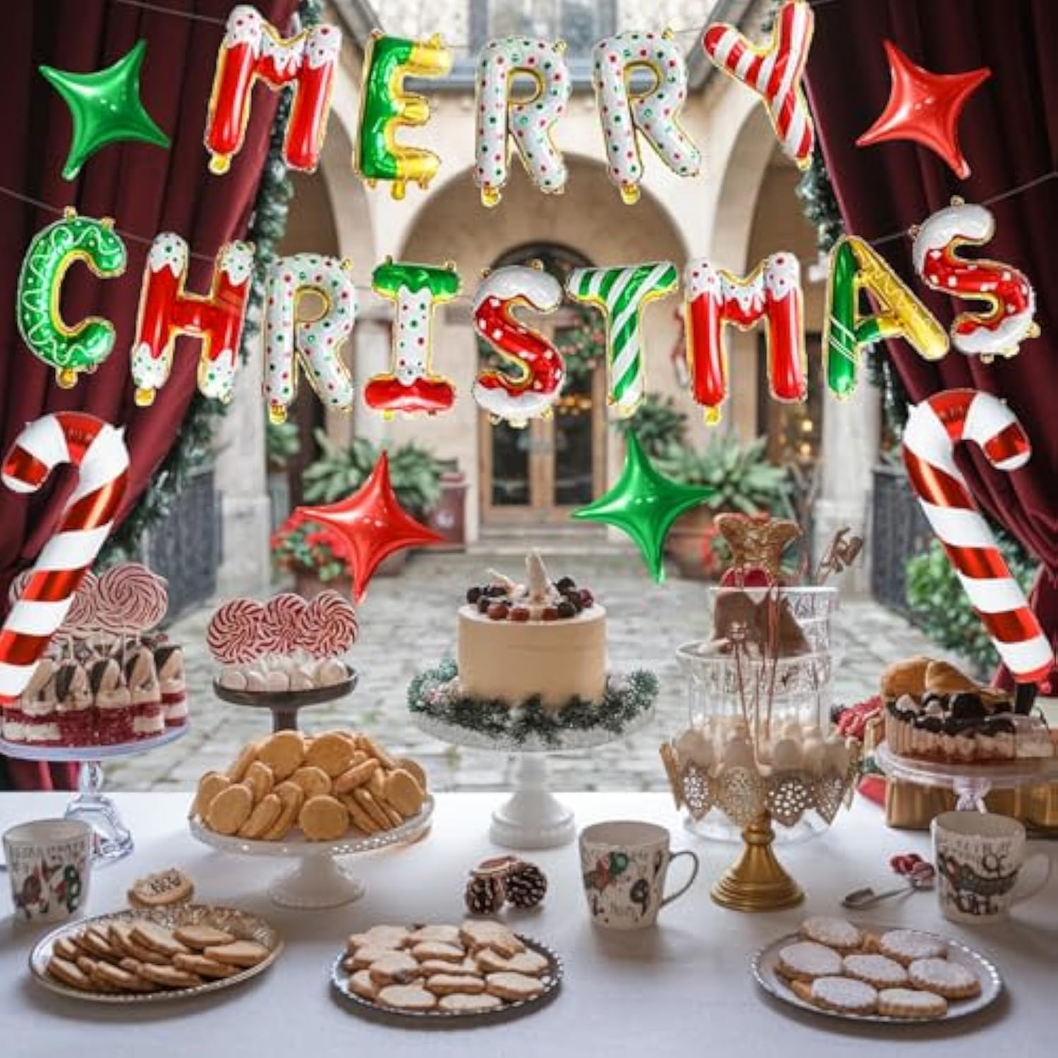 Merry Christmas Balloons Banner 16inch Xmas Party Decor